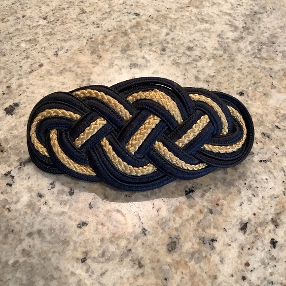 Vintage French Black and Gold/Tan Braided Hair Clip Beatrice Lissague - Picture 1 of 3